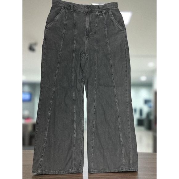 Arizona size 14 Jeans Gray Black Eclipse Wide Leg High Rise Relaxed at Hip Thigh - Picture 2 of 5